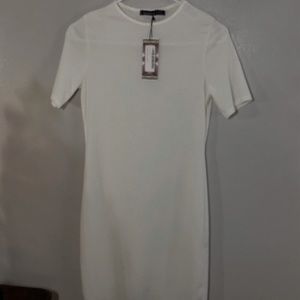 BOOHOO WHITE SHORT SLEEVE MINI DRESS